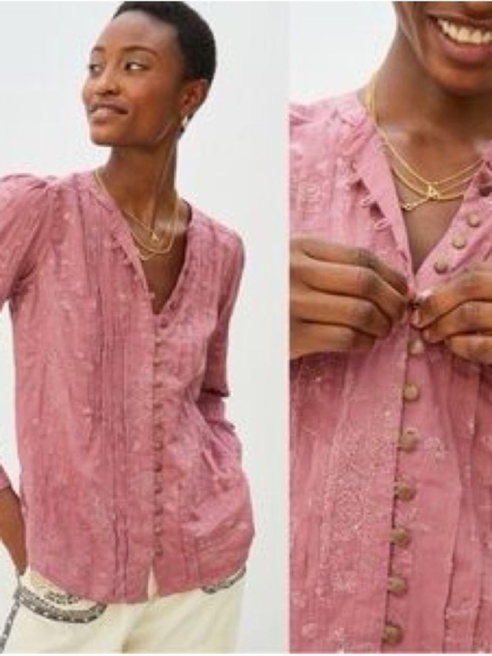 Pilcro Rose-Pink Embroidered
Women’s top